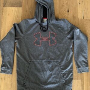 Under Armour Dark Gray Hoodie with Red Logo Outline